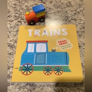 Train board book with toy train